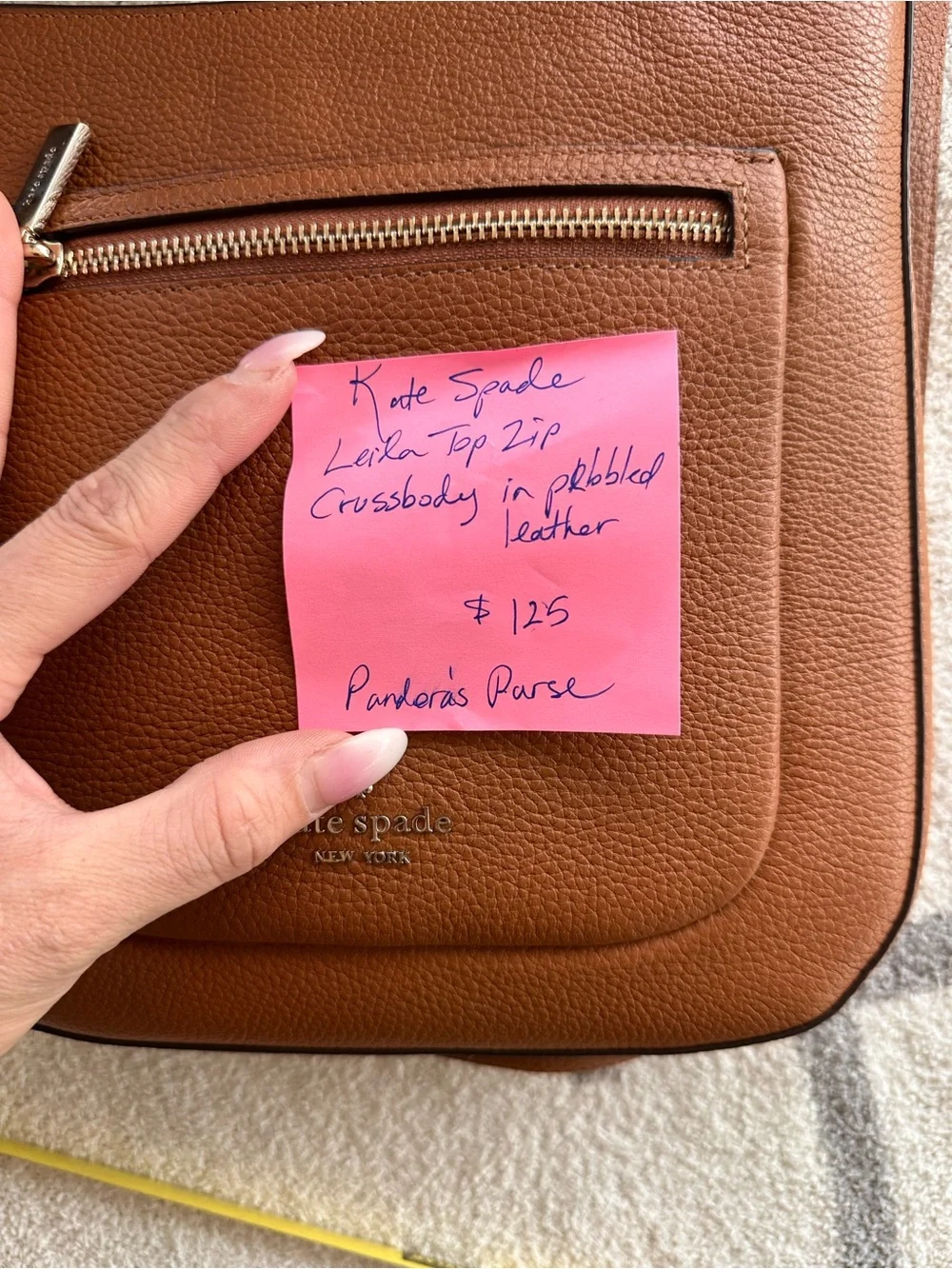 kate spade Pebbled Leather Crossbody — Cognac Brown